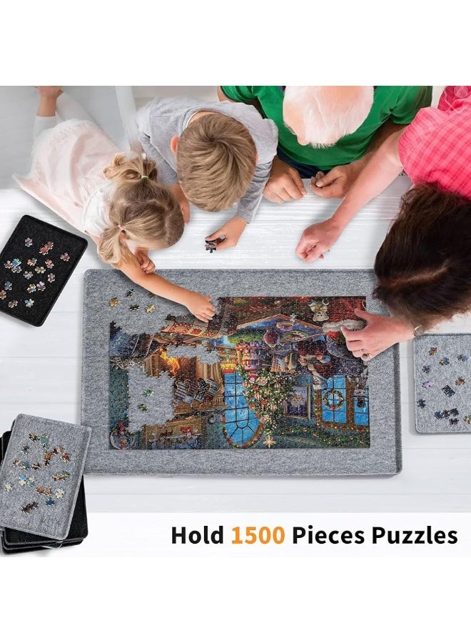 Lavievert Jigsaw Puzzle Board with Cover & 8 Sorting Trays, Portable Puzzle Mat, Lightweight Felt Puzzle Table for Adults, Large Puzzle Storage Saver Holder for Up to 1500 Pieces - Light Gray