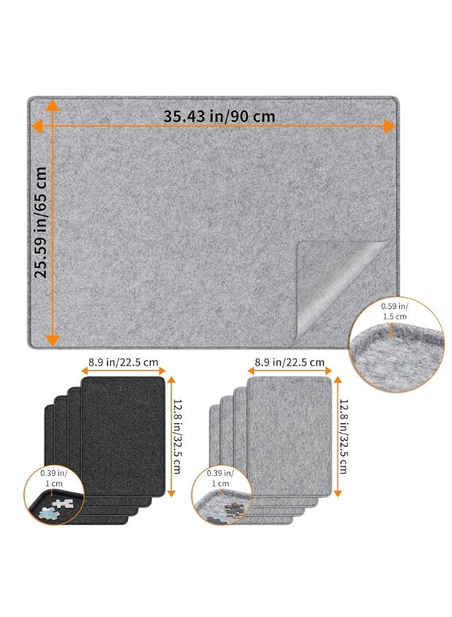 Lavievert Jigsaw Puzzle Board with Cover & 8 Sorting Trays, Portable Puzzle Mat, Lightweight Felt Puzzle Table for Adults, Large Puzzle Storage Saver Holder for Up to 1500 Pieces - Light Gray