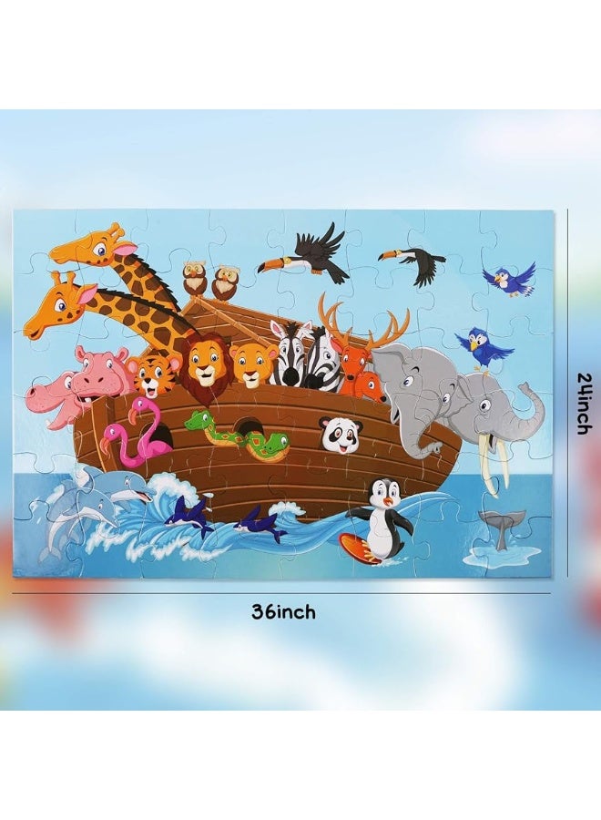 LOVESTOWN Floor Puzzles for Kids, 48 PCS Jumbo Puzzles 3 x 2 Ft. Animal Floor Puzzle Giant Jigsaw Puzzle Educational Toy