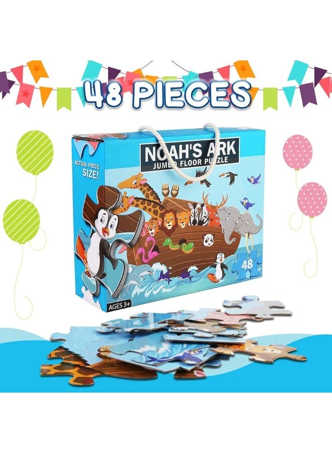 LOVESTOWN Floor Puzzles for Kids, 48 PCS Jumbo Puzzles 3 x 2 Ft. Animal Floor Puzzle Giant Jigsaw Puzzle Educational Toy