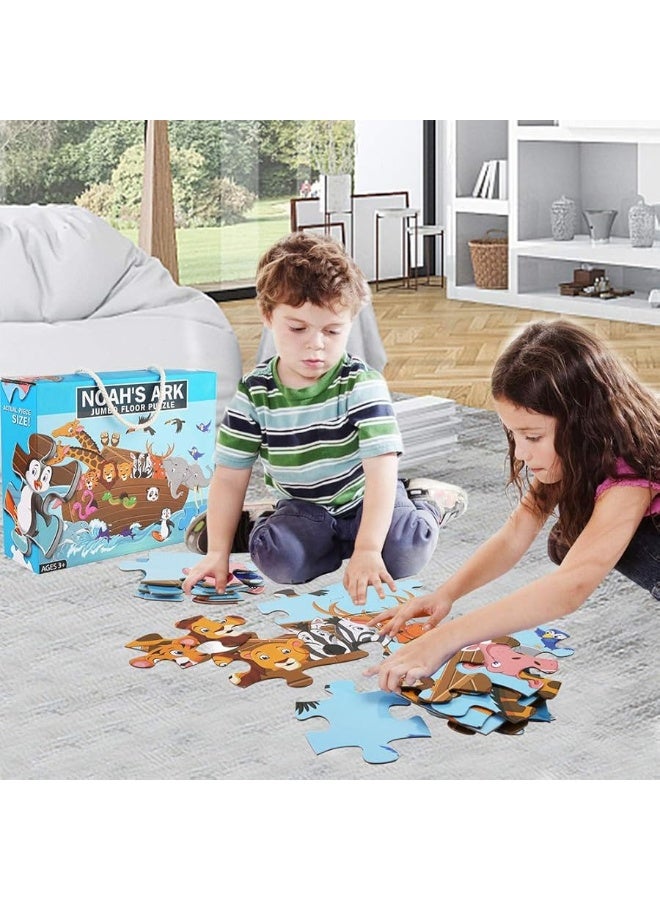 LOVESTOWN Floor Puzzles for Kids, 48 PCS Jumbo Puzzles 3 x 2 Ft. Animal Floor Puzzle Giant Jigsaw Puzzle Educational Toy