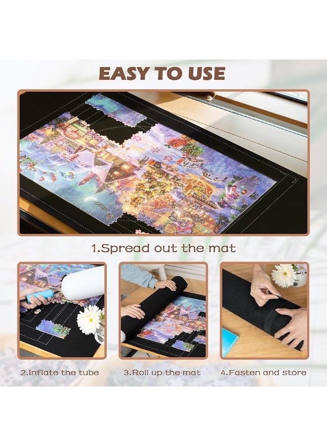 Lavievert Jigsaw Puzzle Storage Roll Mat with Unique Auxiliary Line Design for Up to 1,500 Pieces Puzzle, Puzzle Saver for Adults & Kids, Environmental Friendly Material