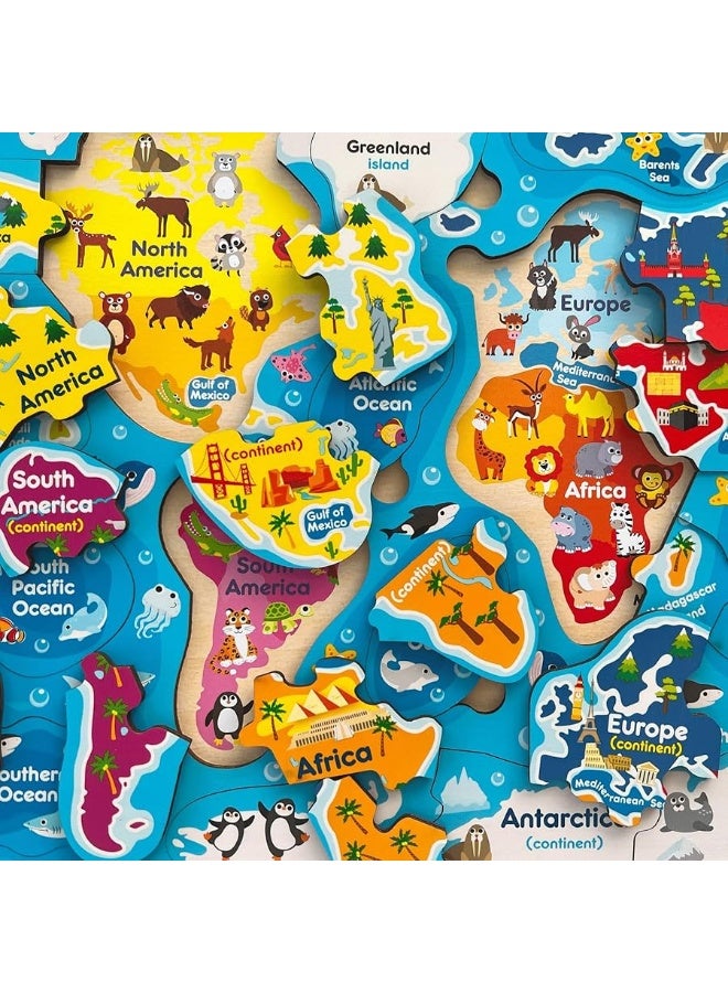 QUOKKA Wooden Puzzles for Kids Ages 4-6 â€“ 3 Educational Wood Toddler Puzzles Ages 3-5 â€“ Learning United States Toddler Game Puzzles Ages 2-4 â€“ Gift World, Space and USA Maps for Boys and Girls