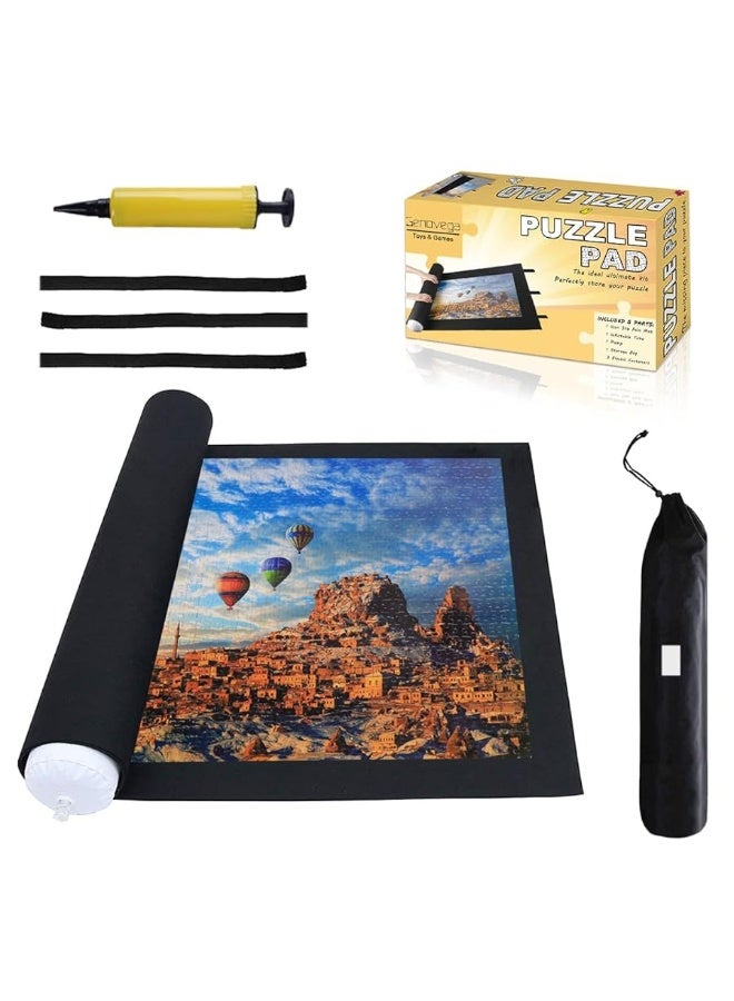 Jigsaw Puzzle Mat Roll Up - 2000 1500 500 Pieces Saver Large Puzzles Board for Adults Kids, Storage and Transport Premium Pump Puzzle Glue Felt Mat Inflatable Tube Cover Keeper Pad Holder Organizer