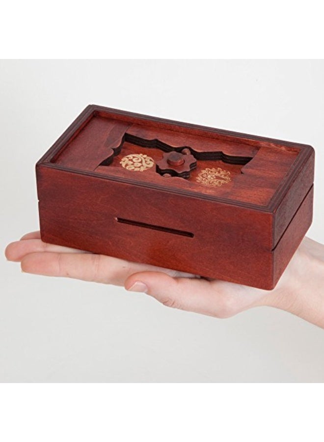 Bits and Pieces - Japanese Secret Puzzle Box - Camouflage Your Cash Money Holder - Brain Teaser - Wooden Secret Compartment Brain Game