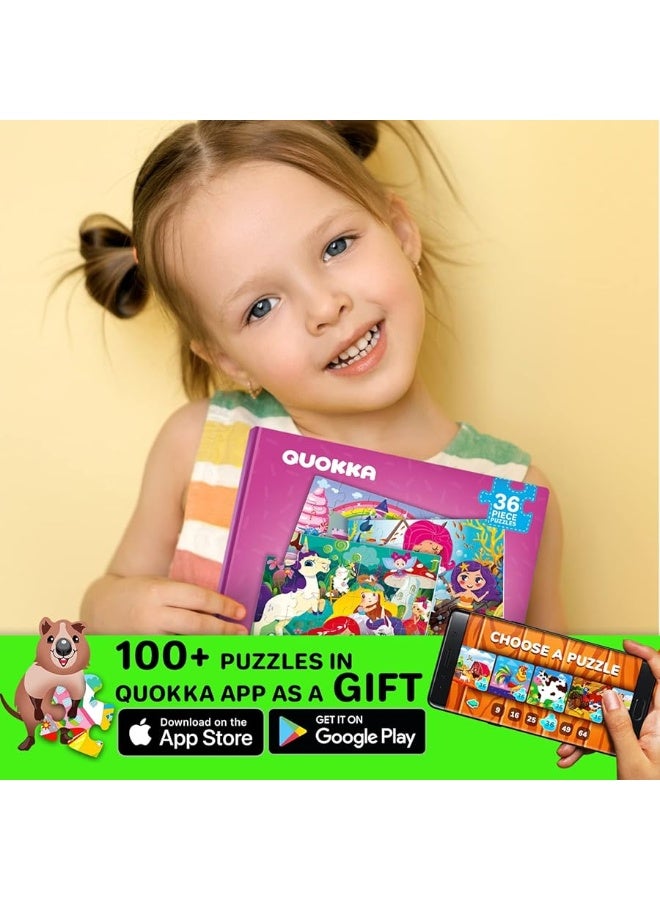 QUOKKA Magnetic Puzzles for Toddlers 3-5 - 36 Pieces Travel Puzzles Games for Kids Ages 2-4 by QUOKKA - Princess Unicorn Car Activities Toy for Girls 4-8 yo - Learning Magnet Gift for Road Trip