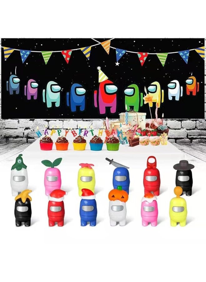 Gneric Merch Figurines Set Collection Toys for Game Fans Mini Character Action Figure Decorations Astronaut Crewmate Desk Toy Gift for Children Cake Topper Party Supply 12 Set