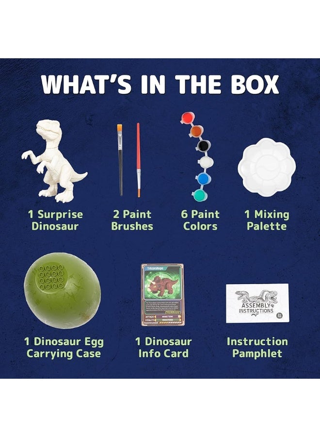 Prextex Build & Paint Your Own Dino Kit, 1 Pack - Collectible Dinosaur Toy, Surprise Dino, Building Toy, Arts & Crafts for Kids Ages 6-8, Painting/Art Set, Kids Gifts, Easter Basket Stuffers, Dino Egg