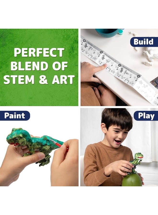Prextex Build & Paint Your Own Dino Kit, 1 Pack - Collectible Dinosaur Toy, Surprise Dino, Building Toy, Arts & Crafts for Kids Ages 6-8, Painting/Art Set, Kids Gifts, Easter Basket Stuffers, Dino Egg