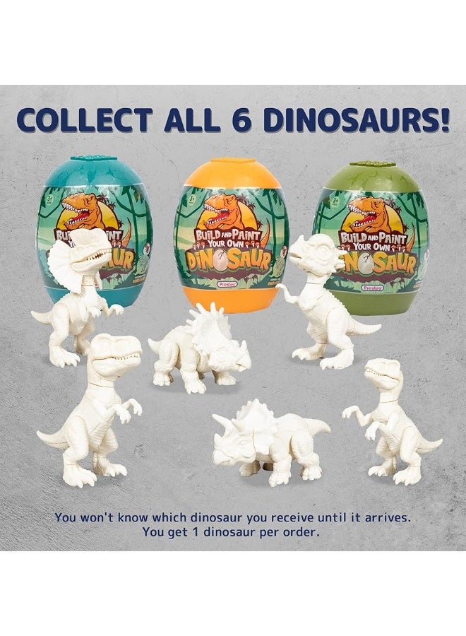 Prextex Build & Paint Your Own Dino Kit, 1 Pack - Collectible Dinosaur Toy, Surprise Dino, Building Toy, Arts & Crafts for Kids Ages 6-8, Painting/Art Set, Kids Gifts, Easter Basket Stuffers, Dino Egg