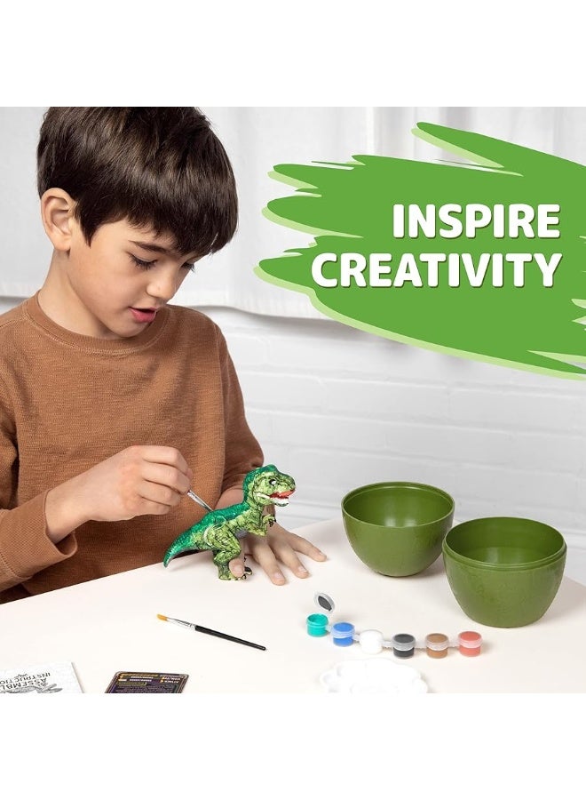 Prextex Build & Paint Your Own Dino Kit, 1 Pack - Collectible Dinosaur Toy, Surprise Dino, Building Toy, Arts & Crafts for Kids Ages 6-8, Painting/Art Set, Kids Gifts, Easter Basket Stuffers, Dino Egg