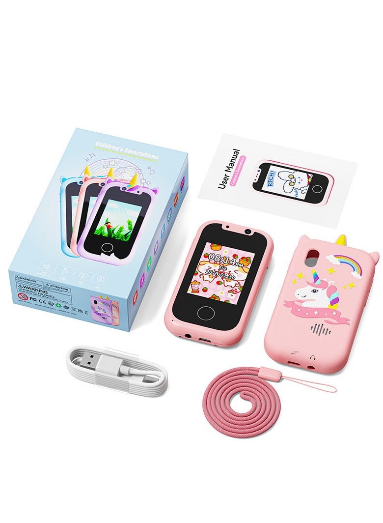 New Kids Smart Phone Toys for Girls Ages 3-8 Toddler Play Travel Toys with Dual Camera Educational Learning Games Puzzles MP3 Music Player Birthday Gifts for Kids Girls 3 4 5 6 7 8 Year Old