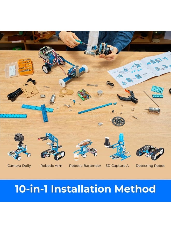 Makeblock mBot Ultimate 10 in 1 Robot Building Toys, Robotics Kit App Remote Control Robot Toys Compatible with Arduino C & Raspberry Pi, STEM Educational DIY Robot Arm Kit Gift for Teenagers & Adults