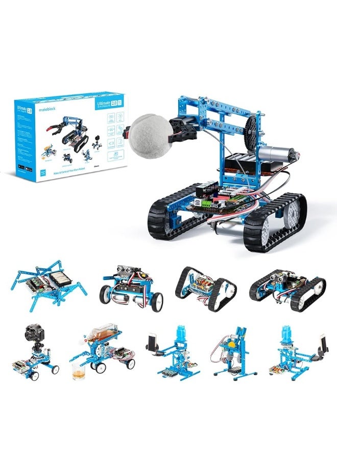 Makeblock mBot Ultimate 10 in 1 Robot Building Toys, Robotics Kit App Remote Control Robot Toys Compatible with Arduino C & Raspberry Pi, STEM Educational DIY Robot Arm Kit Gift for Teenagers & Adults