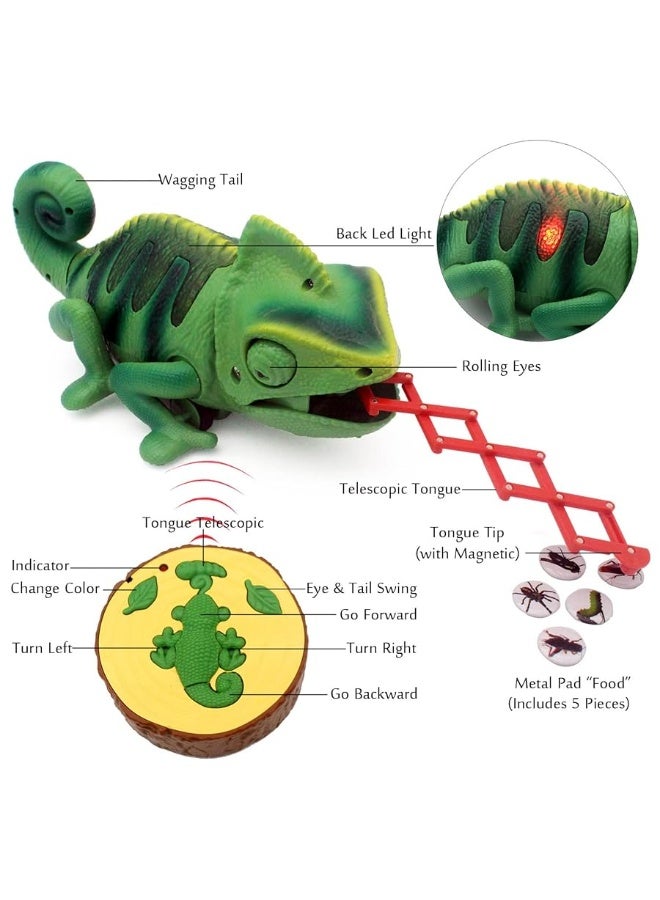 Tipmant RC Chameleon Remote Control Animal Toy Realistic Lizard Electric Electronic Pets Car Kids Birthday Gifts (Green)