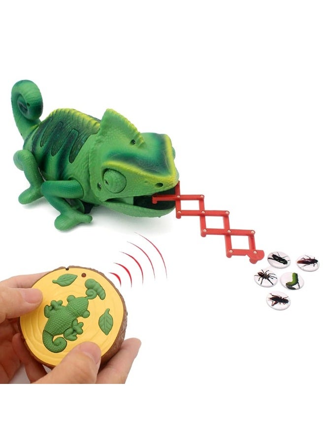 Tipmant RC Chameleon Remote Control Animal Toy Realistic Lizard Electric Electronic Pets Car Kids Birthday Gifts (Green)