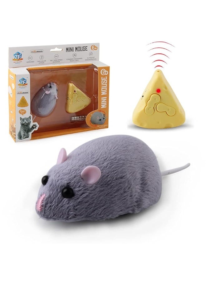 Tipmant Mini Sized RC Mice IR Remote Control Rat Mouse Animal Prank Joke Scary Trick Toys for Cat Dog Kids Christmas Birthday Gifts (Grey)