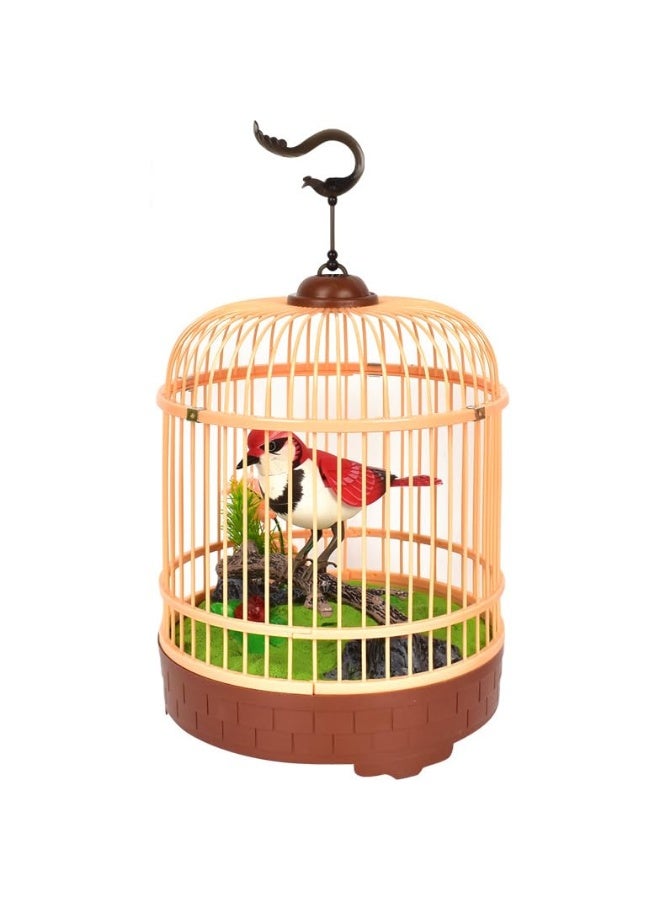 PowerTRC Singing & Chirping Bird in Cage, Realistic Sounds & Movements, Sound Activated, Battery Operated, Great Desk and Room Accessory, Pet Caged Bird Toy (10â€ x 7â€)