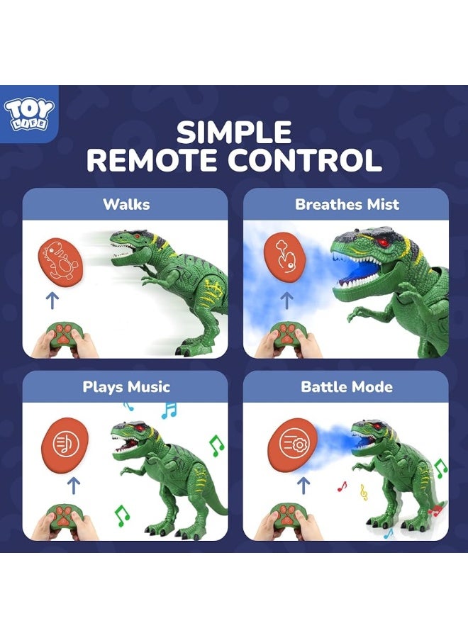 STEAM Life Remote Control Dinosaur Toys for Kids 3-5 5-7, Light Up & Realistic Roaring Sound, T rex Dinosaur Toys, Electronic Walking Dinosaur Toys, Dinosaur Robot Toy for Kids Boys Girls (Green)