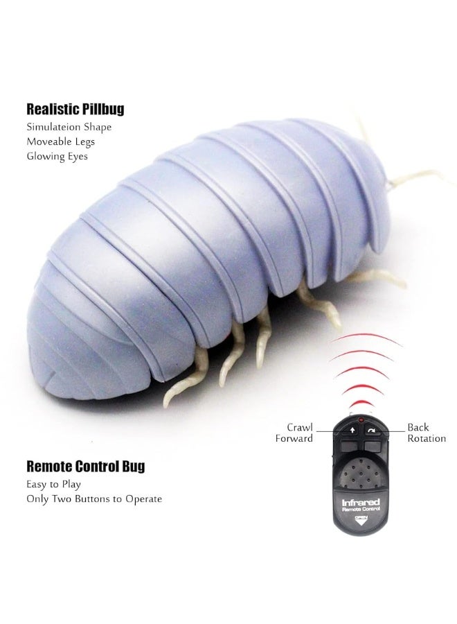 Tipmant RC Bug Remote Control Worm Realistic Pillbug Electronic Animal Prank Toy Insect Car Vehicle Kids Birthday Gifts (White)