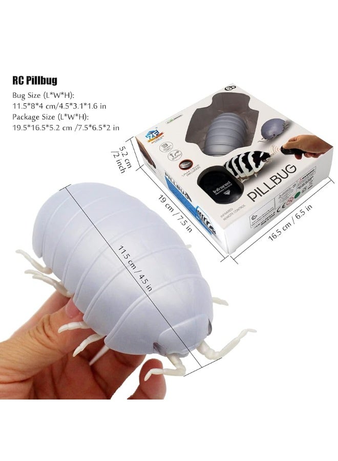 Tipmant RC Bug Remote Control Worm Realistic Pillbug Electronic Animal Prank Toy Insect Car Vehicle Kids Birthday Gifts (White)