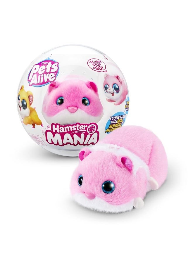 Pets Alive Hamstermania (Pink) by ZURU Hamster, Electronic Pet, 20+ Sounds Interactive, Hamster Ball Toy for Girls and Children