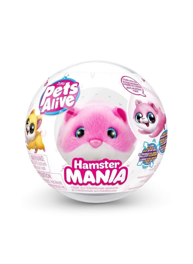 Pets Alive Hamstermania (Pink) by ZURU Hamster, Electronic Pet, 20+ Sounds Interactive, Hamster Ball Toy for Girls and Children