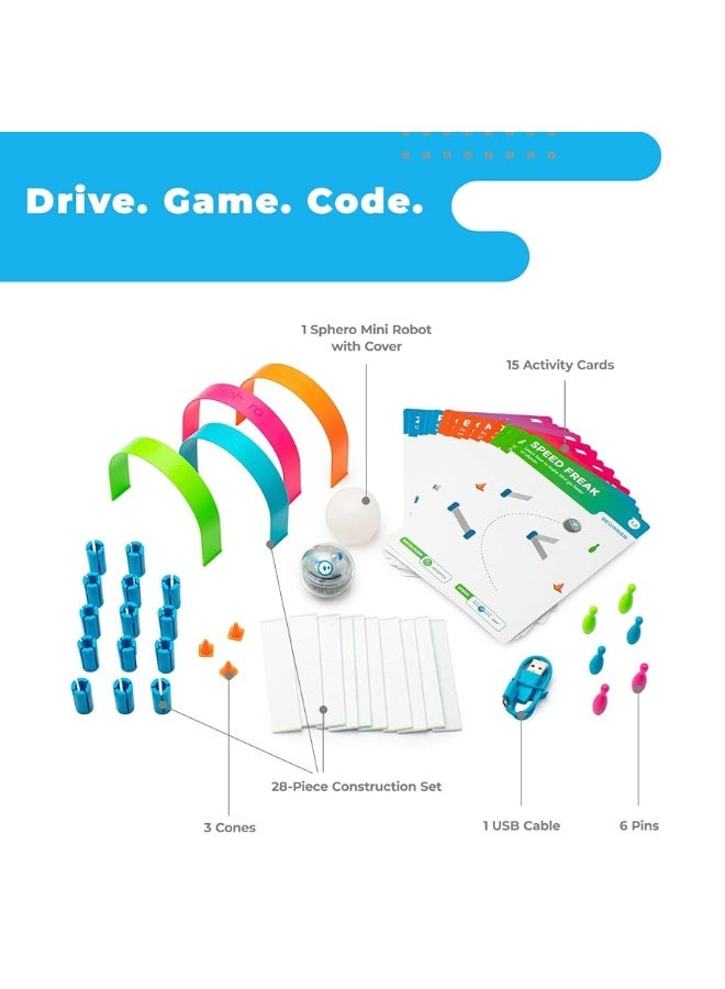 Sphero Mini Activity Kit - App-Enabled Coding Robot - 55 Piece Construction Set & Activity Cards - STEM Educational Toy for Kids - Bluetooth Connectivity - Interactive & Fun Learning for Ages 8+