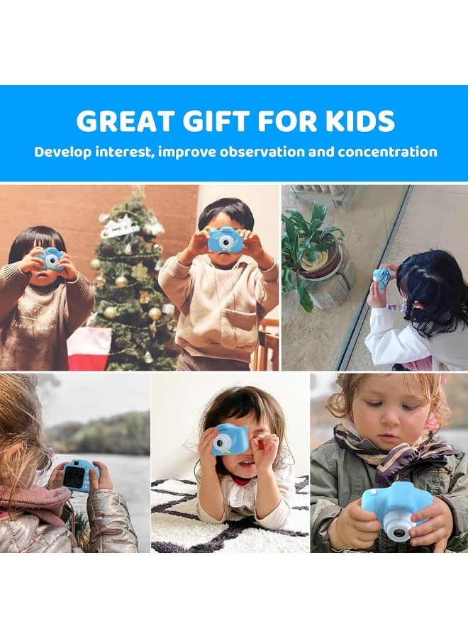 Kids Camera Toys for 3-12 Years Old Boys Girls,HD Digital Video Cameras for Kids with Protective Silicone Cover,Christmas Birthday Gifts for 3 4 5 6 7 8 Year Old Boys with 32GB SD Card(Blue)