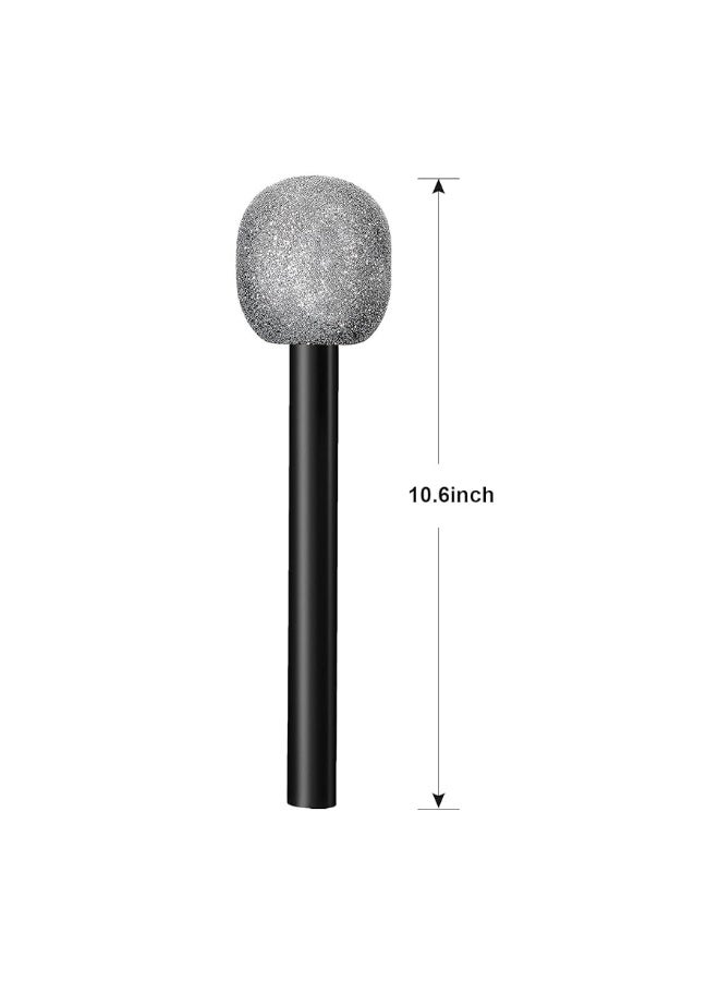 Yaomiao 4 Packs Glittered Microphone Fake Bling Prop Microphone Kids Plastic Pretend Rock Star Toy Microphone for Disco Stage or Costume Prop Birthday Party Favors (Silver)