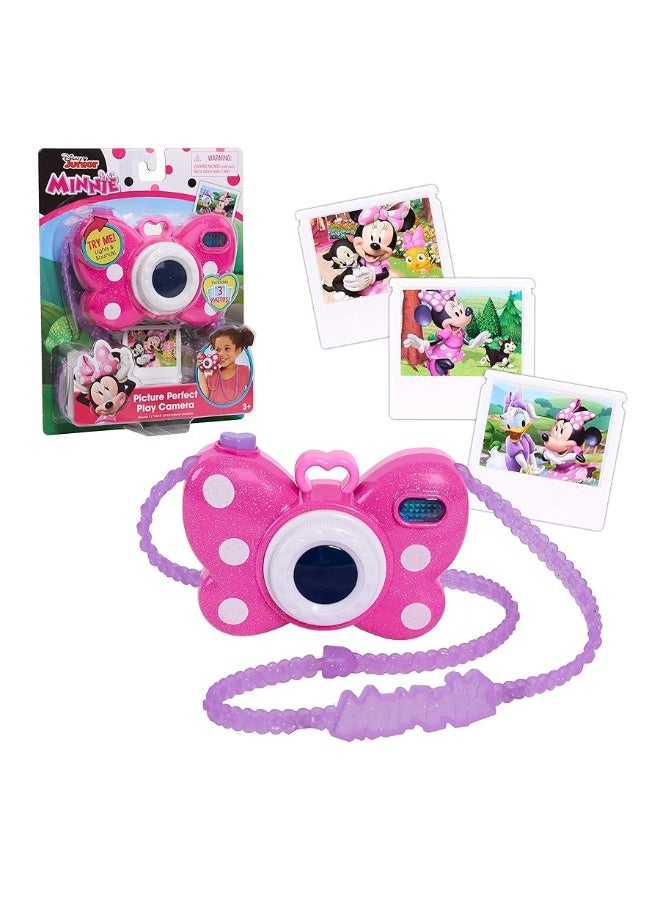 Disney Junior Minnie Mouse Picture Perfect Pretend Play Camera, Lights, Realistic Sounds, Officially Licensed Kids Toys for Ages 3 Up by Just Play