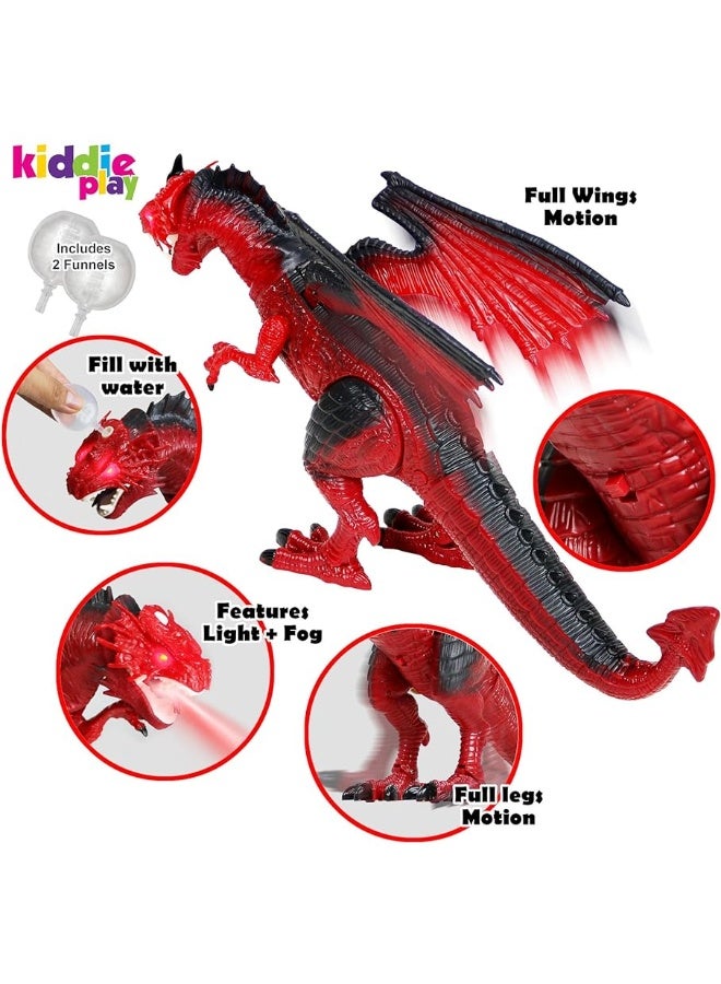 Kiddie Play Remote Control Dinosaur Toys LED Light Up Walking Dragon Roaring and Spraying Smoke Realistic t rex Dinosaur Toys for Boys and Girls 3-12 Years