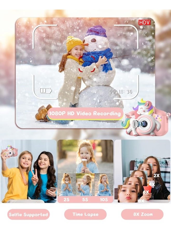 Kids Camera for 3-8 Years Old Toddlers Childrens Boys Girls Selfie Camera 20.0 MP HD 1080P IPS Screen Dual Digital Toy Camera for Kids Christmas Birthday Gifts