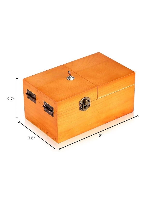 Calary Useless Box Turns Itself Off in Wooden Storage Box Alone Machine Fully Assembled in Box Gifts for Adults and Children