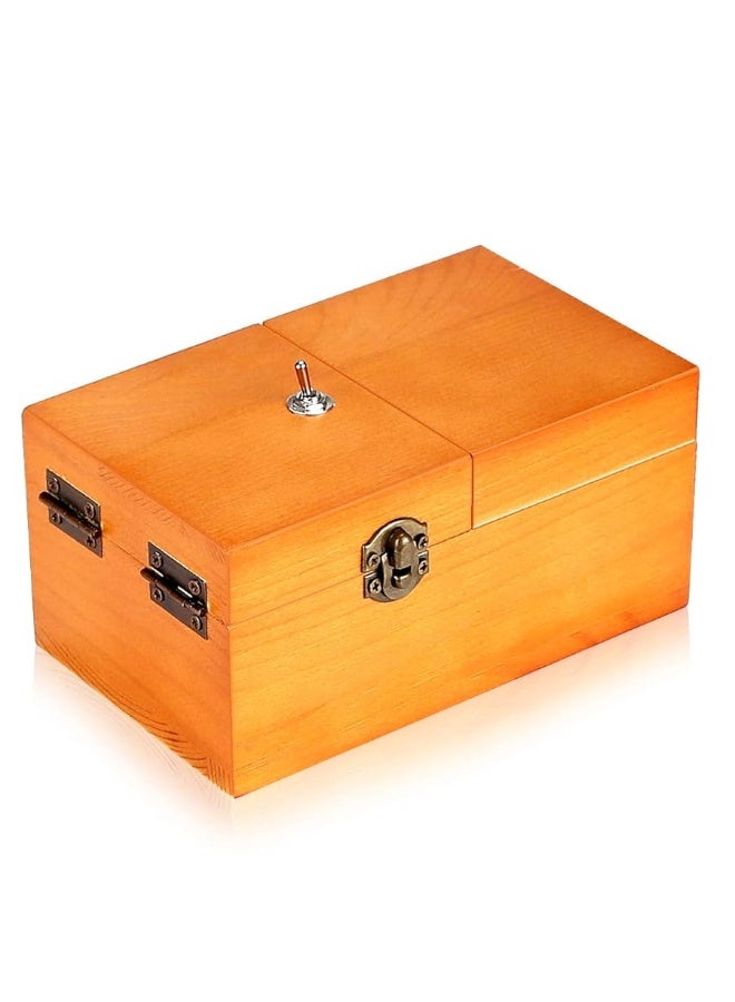 Calary Useless Box Turns Itself Off in Wooden Storage Box Alone Machine Fully Assembled in Box Gifts for Adults and Children