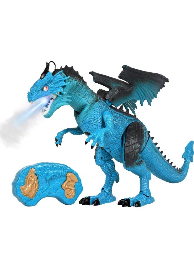 Remote Control Dinosaur Toys LED Light Up Walking Dragon Roaring and Spraying Smoke Realistic t rex Dinosaur Toys for Boys and Girls 3-12 Years