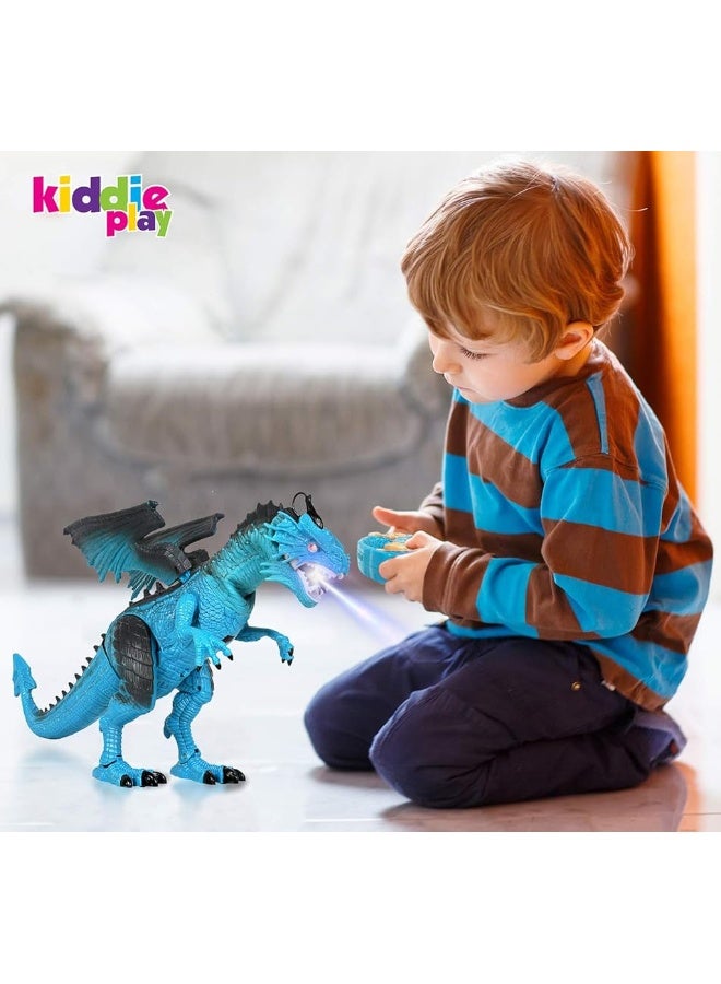 Remote Control Dinosaur Toys LED Light Up Walking Dragon Roaring and Spraying Smoke Realistic t rex Dinosaur Toys for Boys and Girls 3-12 Years