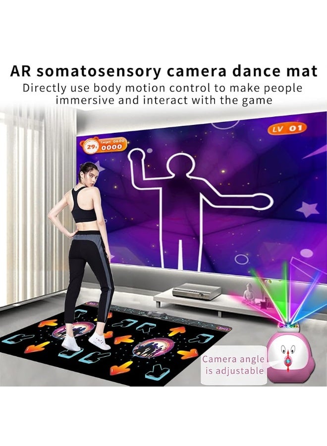 Double Dance Mat for Kid & Adult, Musical Electronic Dance Step Pad with 100+ Games, 200+Songs,HD Output, 2 Motion Sensor Controllers, MTV & Cartoon Mode, Toy Gift for Boy&Girl Age 3+, Pink