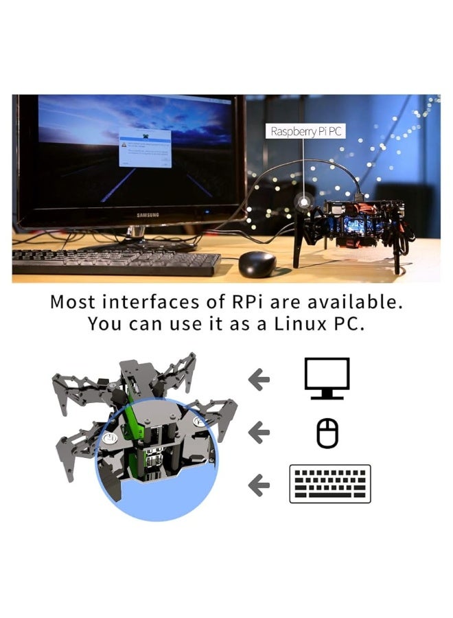 Adeept DarkPaw Bionic Quadruped Spider Robot Kit Compatible with Raspberry Pi 4 3 Model B+/B, STEM Crawling Robot, OpenCV, Self-stabilizing Based on MPU6050 Gyro Sensor, RPi Robot with PDF Manual