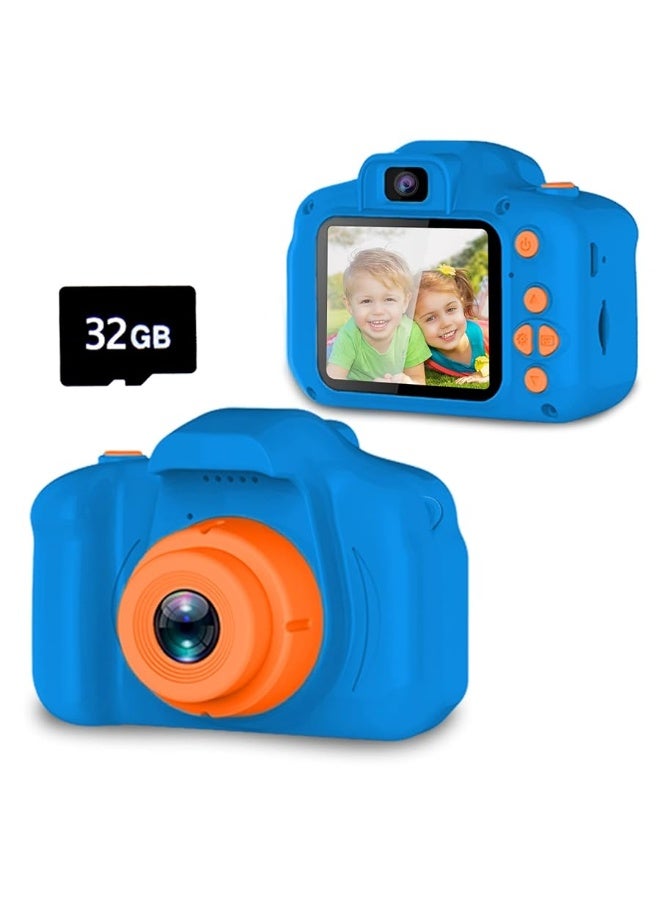 Seckton Upgrade Kids Selfie Camera, Christmas Birthday Gifts for Boys Age 3-9, HD Digital Video Cameras for Toddler, Portable Toy for 3 4 5 6 7 8 Year Old Boy with 32GB SD Card-Navy Blue