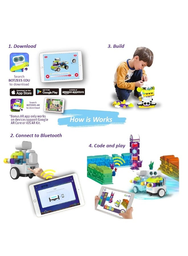 BOTZEES Classic Plus Coding Robots for Kids, Remote Control Robot, 8 in 1 AR STEM Toys for 4+ Years Old Kids (APP Based, iOS, Android and Kindle Fire Compatible)