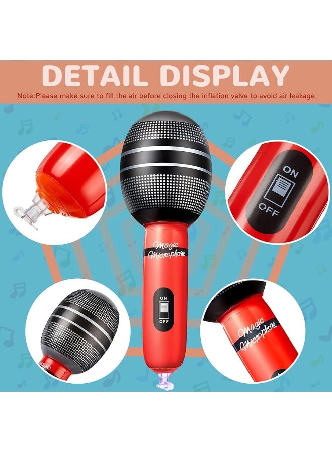 30 Pieces Inflatable Microphones Blow up Microphone Assorted Colors Inflatable Microphone Props Plastic Toys for Musical Concert Themed Party Role Play Birthday Party Decoration Supplies