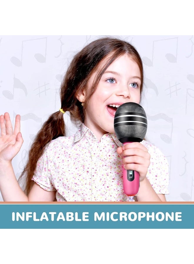 30 Pieces Inflatable Microphones Blow up Microphone Assorted Colors Inflatable Microphone Props Plastic Toys for Musical Concert Themed Party Role Play Birthday Party Decoration Supplies