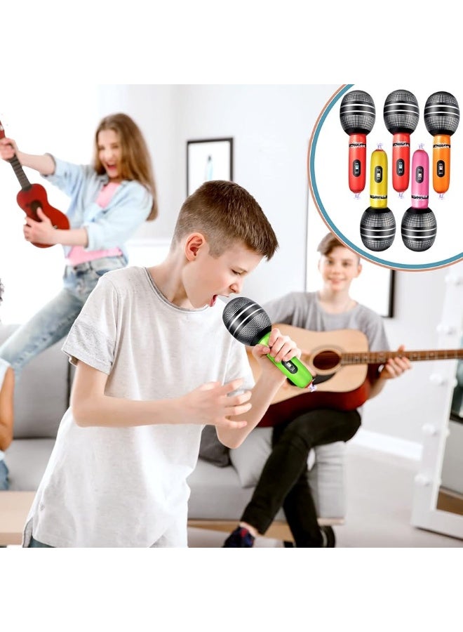 30 Pieces Inflatable Microphones Blow up Microphone Assorted Colors Inflatable Microphone Props Plastic Toys for Musical Concert Themed Party Role Play Birthday Party Decoration Supplies