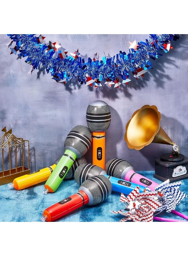 30 Pieces Inflatable Microphones Blow up Microphone Assorted Colors Inflatable Microphone Props Plastic Toys for Musical Concert Themed Party Role Play Birthday Party Decoration Supplies