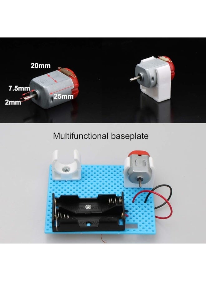 6 Set DC Motor Kit, Rectangular Electric 1.5-3V 24000RPM Mini Motor with 86 Pcs Plastic Gears, 2 x AA Battery Holder, Bracket, Rocker Switch, Shaft Propeller, Wheels for DIY Science Projects