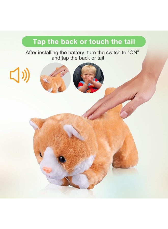 Yellow Robot Cat Plush Cat Stuffed Animal Interactive Cat Meow Kitten Touch Control, Electronic Cat Pet, Robotic Cat Cat Kitty Toy, Animated Toy Cats for Girls Baby Kids L:12