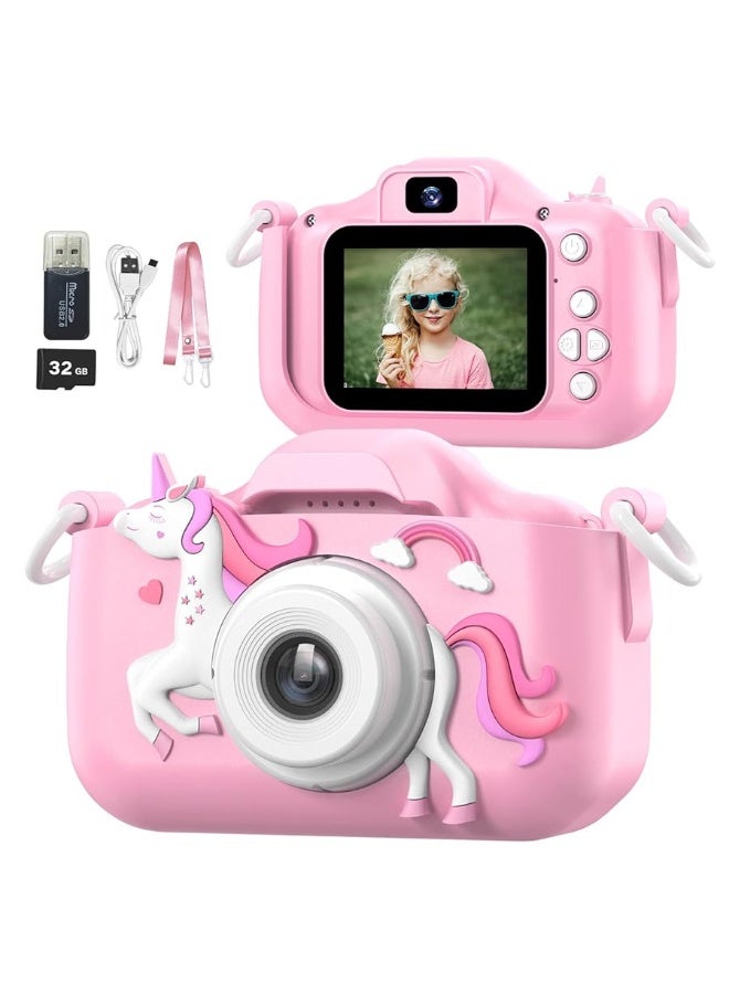 Mgaolo Kids Camera Toys for 3-12 Years Old Boys Girls Children,Portable Child Digital Video Camera with Silicone Cover, Christmas Birthday Gifts for Toddler Age 3 4 5 6 7 8 9 (Pink)