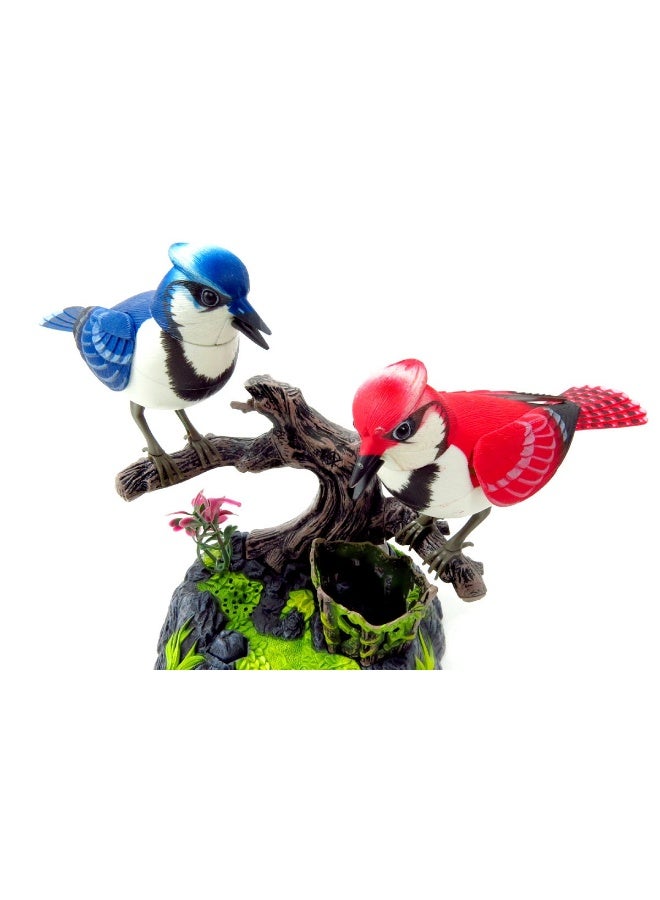 PowerTRC Baltimore Blue Jay Set | Realistic Birds | Toy Bird Pets | Sound Activated | for Enchanting Indoor Ambiance