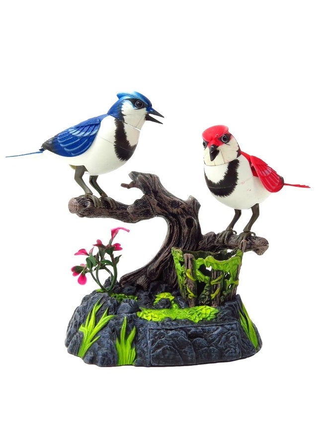 PowerTRC Baltimore Blue Jay Set | Realistic Birds | Toy Bird Pets | Sound Activated | for Enchanting Indoor Ambiance